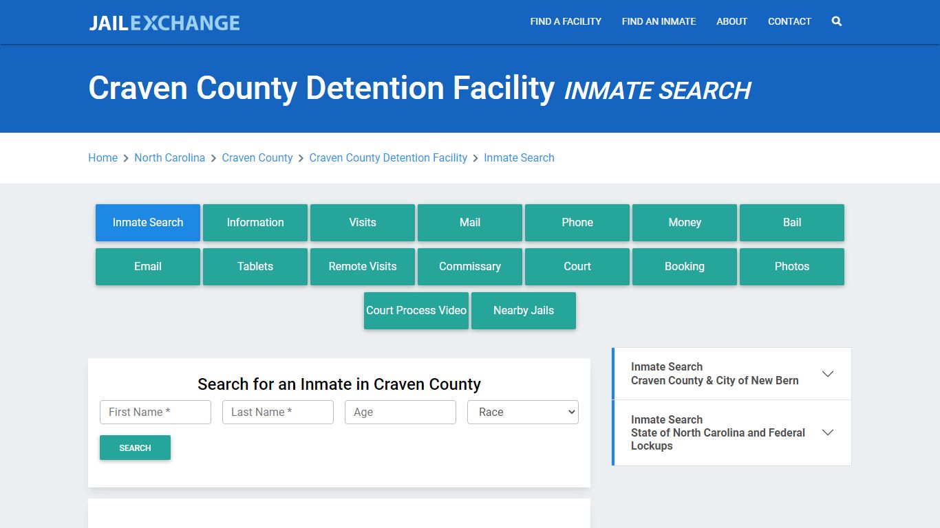 Craven County Detention Facility Inmate Search - Jail Exchange